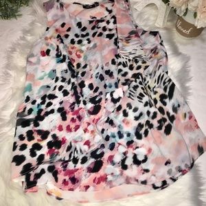 Multi Color Pink White Sleeveless Blouse Ruffle